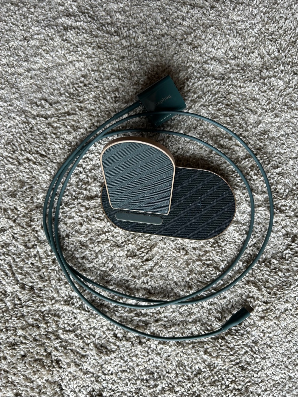 heyday Dual Wireless Charger Pad and Foldable Stand in Teal